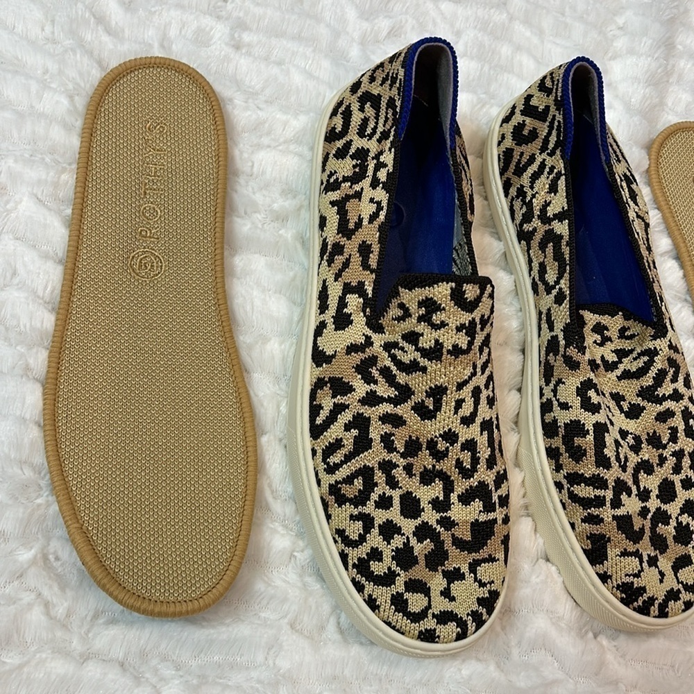 Rothy’s New wild cat leopard animal print slip on knit sneaker women’s size 7 - Picture 8 of 10
